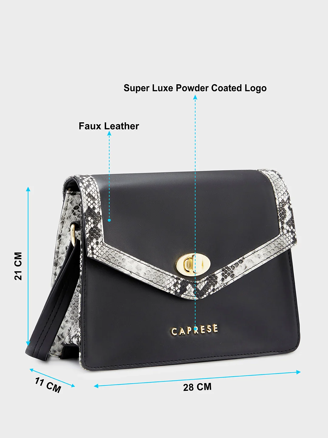 Caprese Oriana Small Black Sling Bag - Image 6