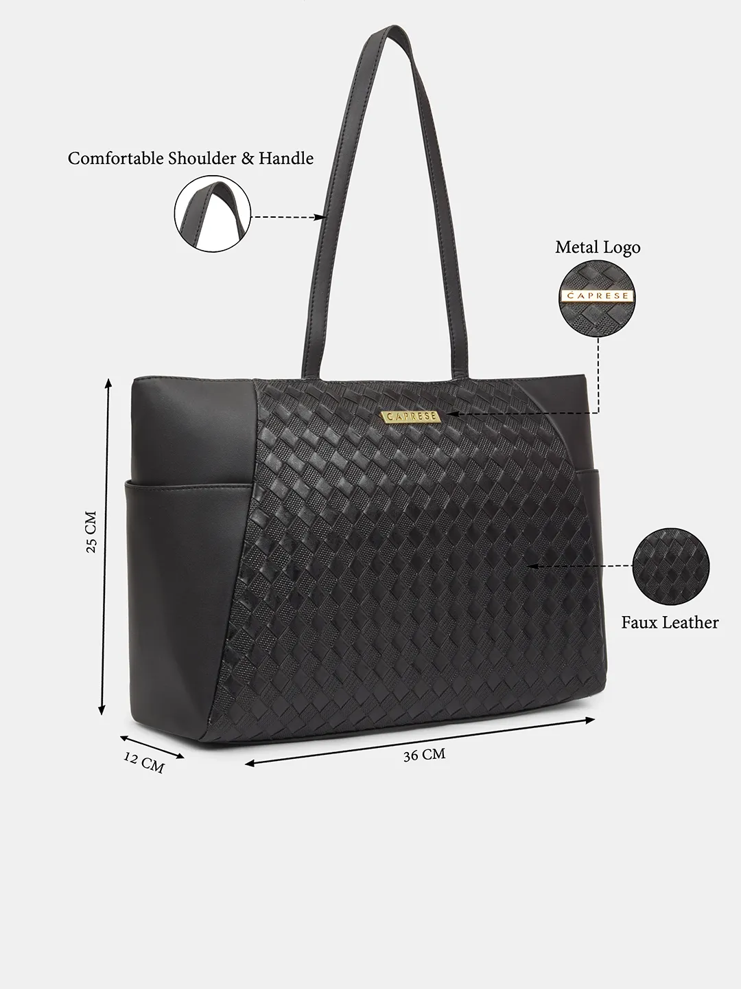 Caprese Patricia Large Black Laptop Bag - Image 3