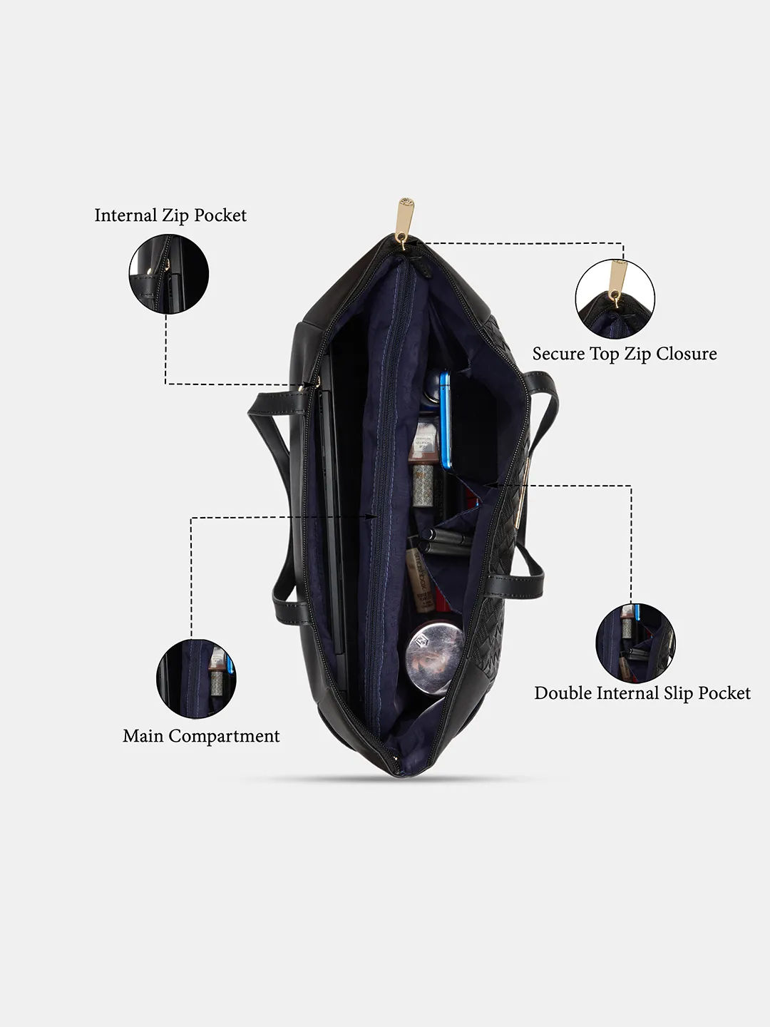 Caprese Patricia Large Black Laptop Bag - Image 4