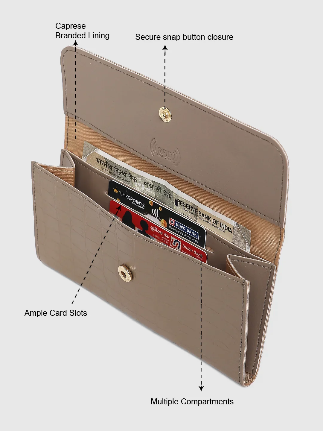 Caprese Paula Medium Taupe Wallet - Image 12