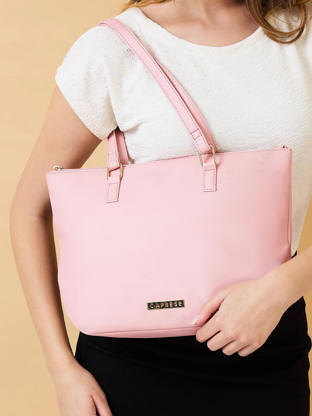 Caprese Pavel Medium Dull Pink Tote Bag - Image 4