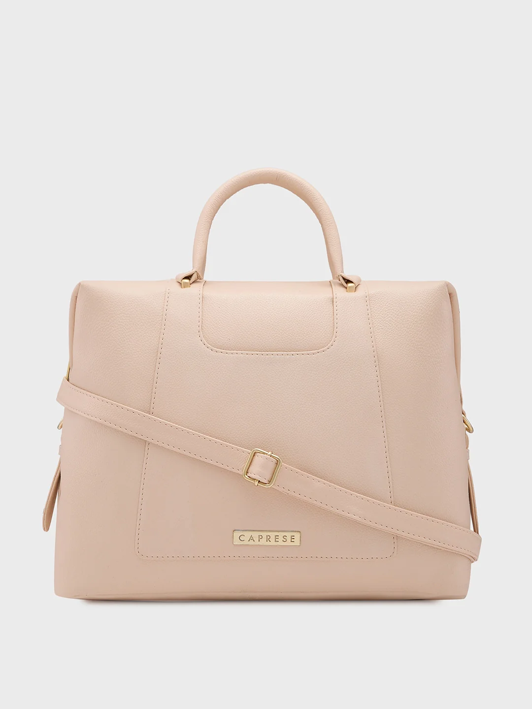 Caprese Peach Medium Beige Satchel Bag - Image 4