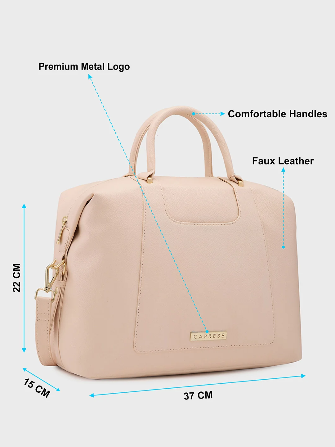 Caprese Peach Medium Beige Satchel Bag - Image 7