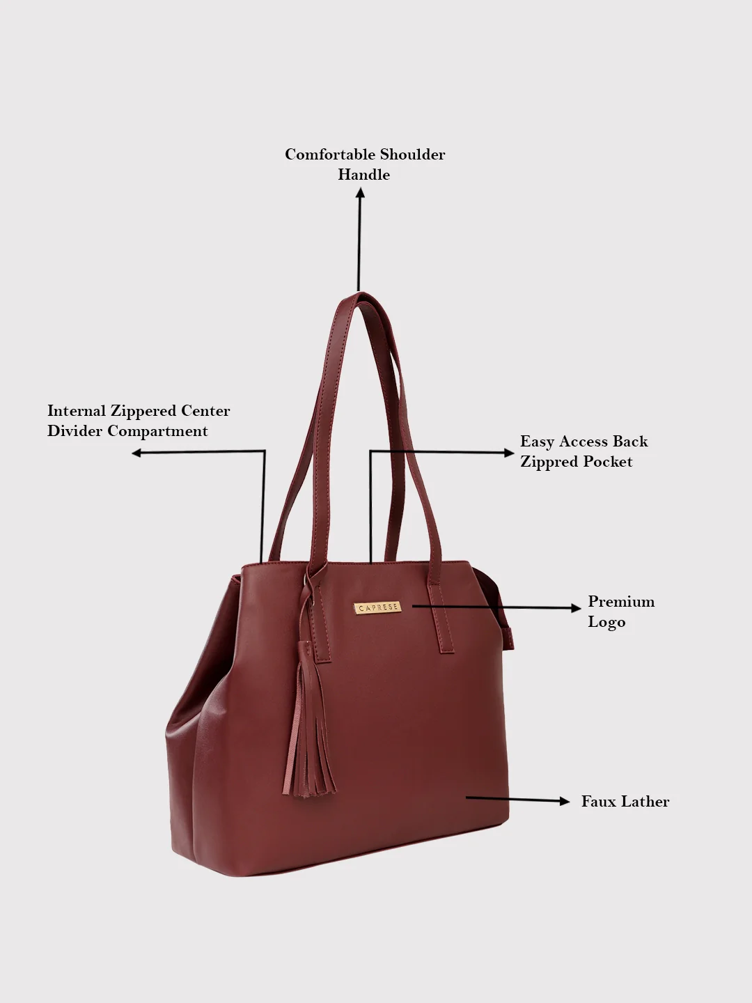 Caprese Pearl Medium Grape Tote Bag - Image 3