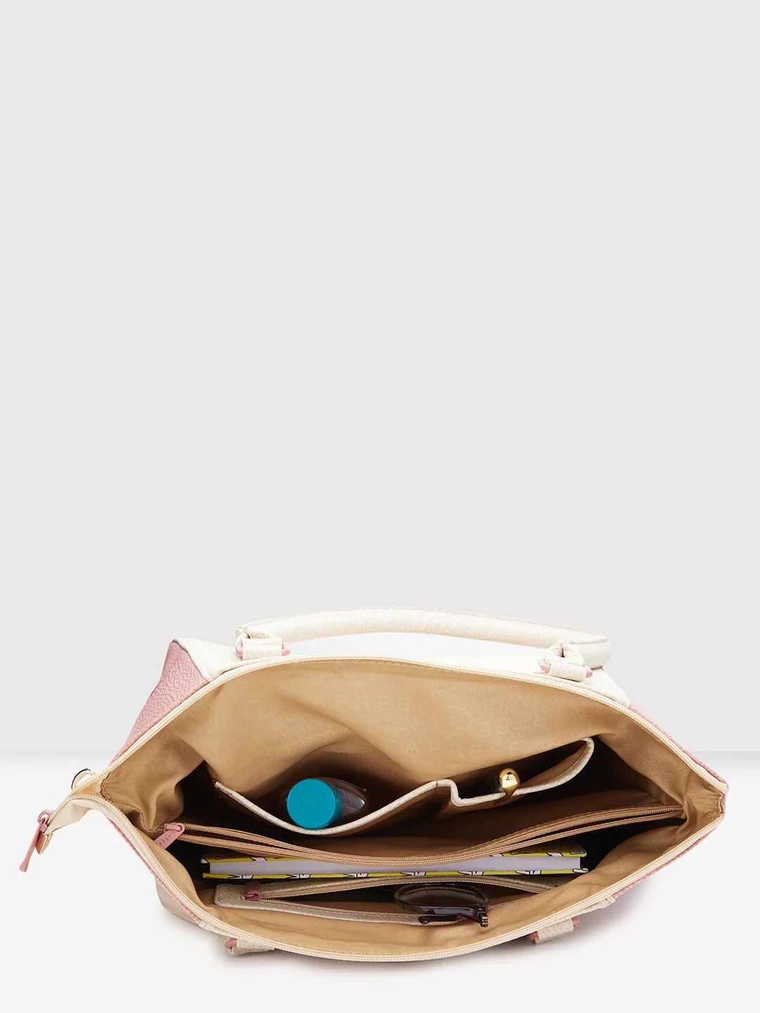 Caprese Pebble Medium Beige Blush Satchel Bag - Image 9