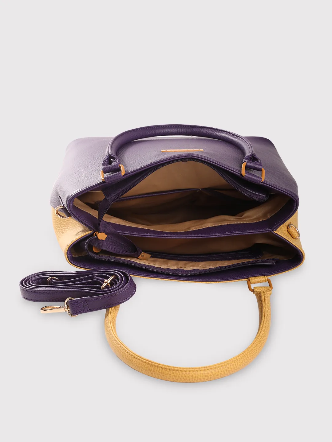 Caprese Pebble Medium Grape Yellow Tote Bag - Image 10