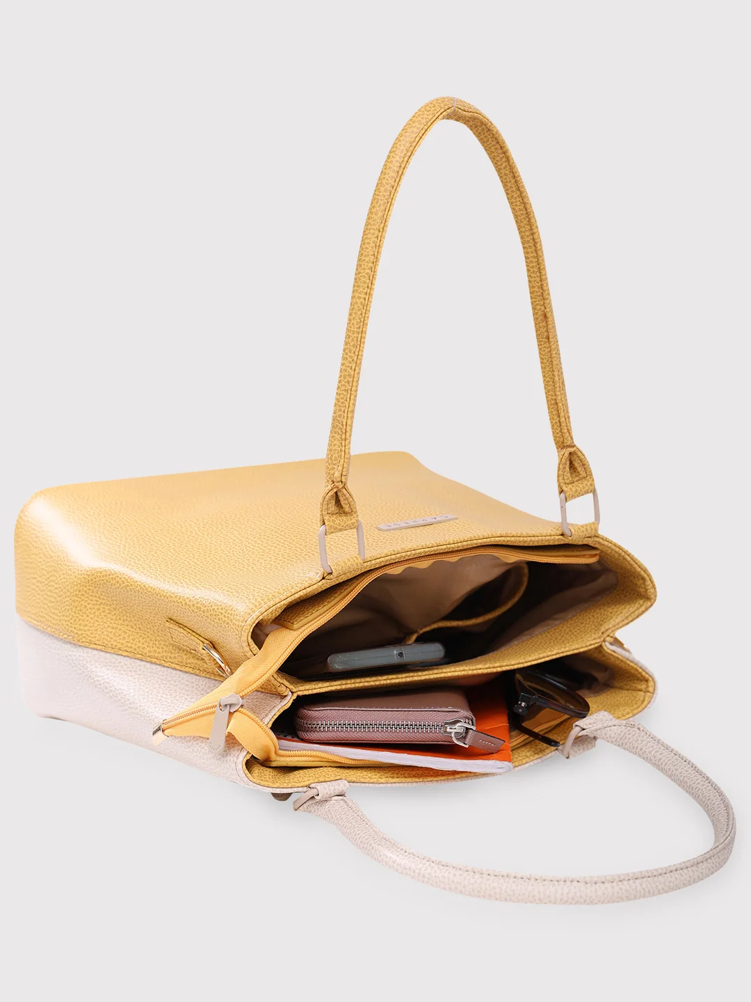 Caprese Pebble Medium Yellow Beige Tote Bag - Image 10