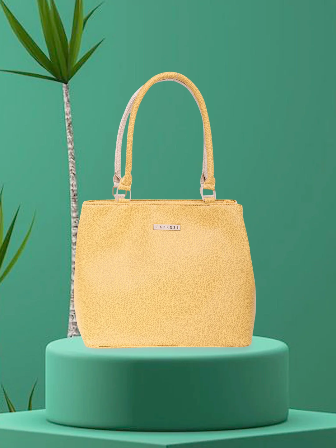 Caprese Pebble Medium Yellow Beige Tote Bag - Image 11