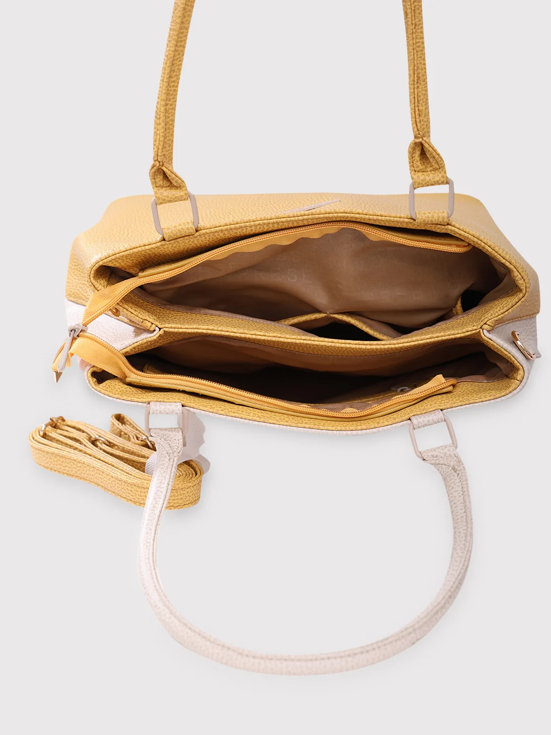 Caprese Pebble Medium Yellow Beige Tote Bag - Image 8