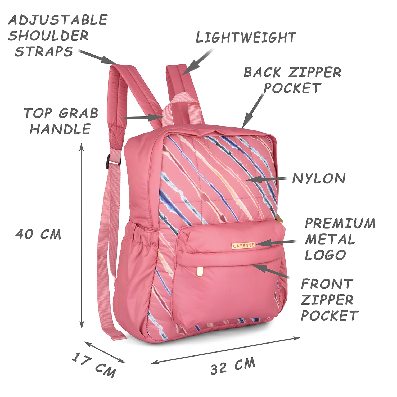 Caprese Pepper Medium Coral Laptop Backpack - Image 7