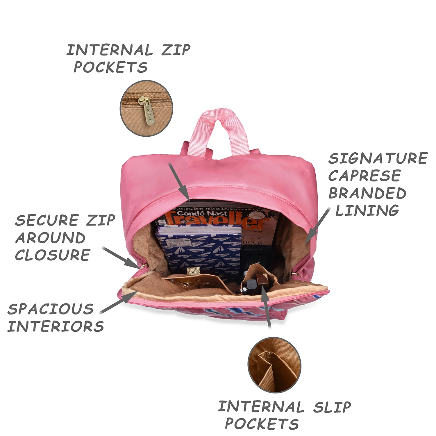 Caprese Pepper Medium Coral Laptop Backpack - Image 8