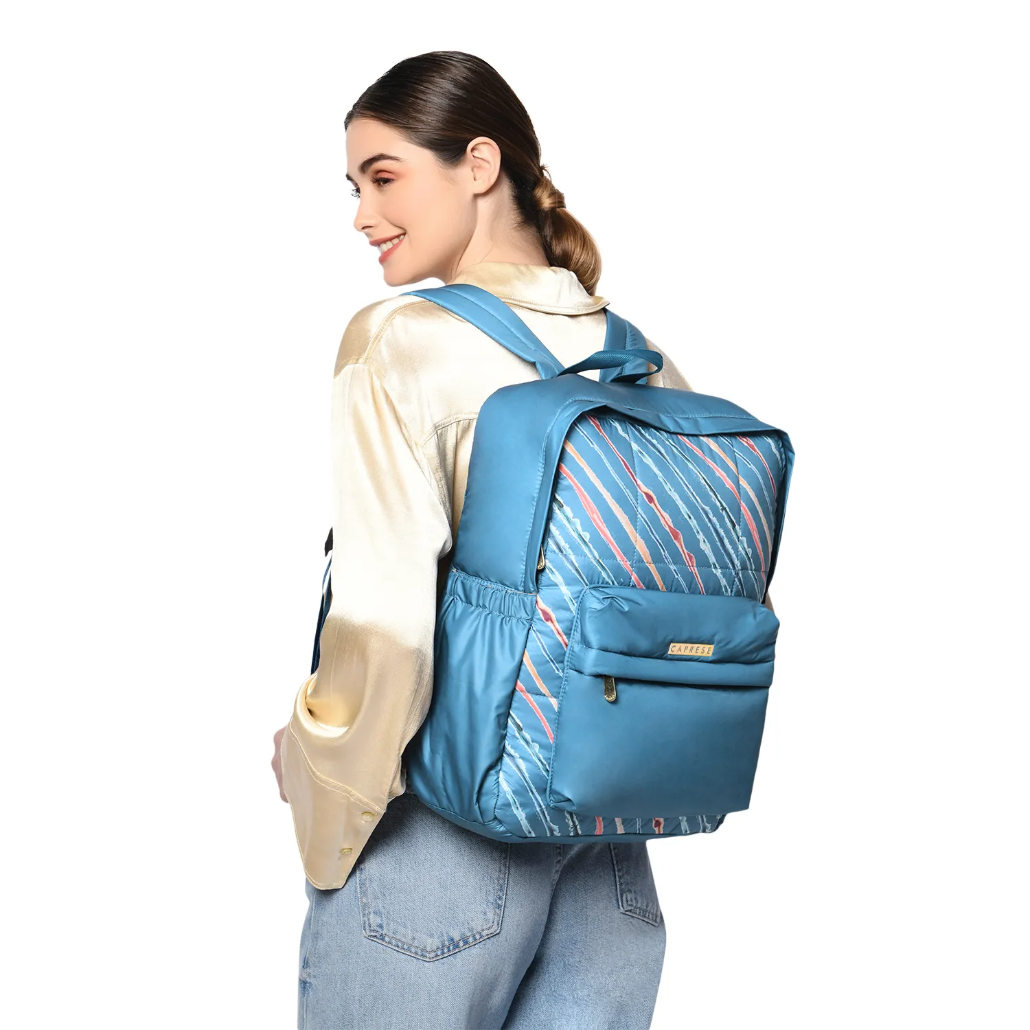 Caprese Pepper Medium Cyan Laptop Backpack - Image 3