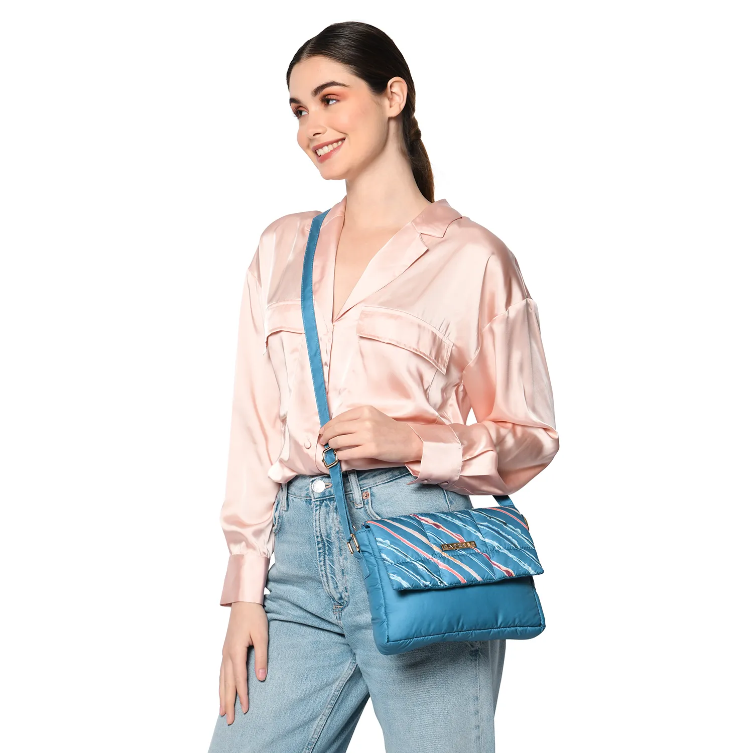 Caprese Pepper Medium Cyan Sling Bag - Image 2