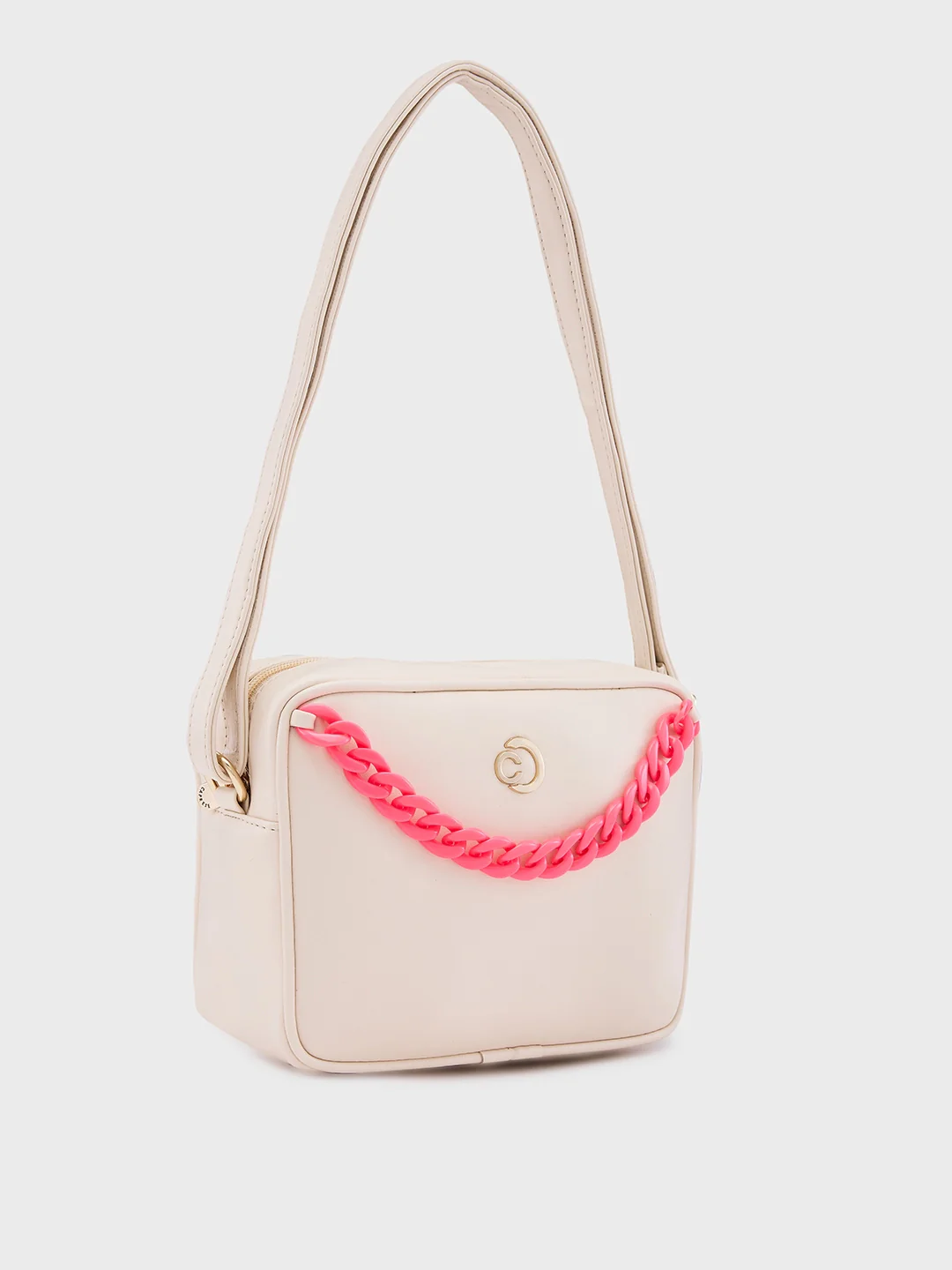 Caprese Perline Medium Beige Sling Bag - Image 4