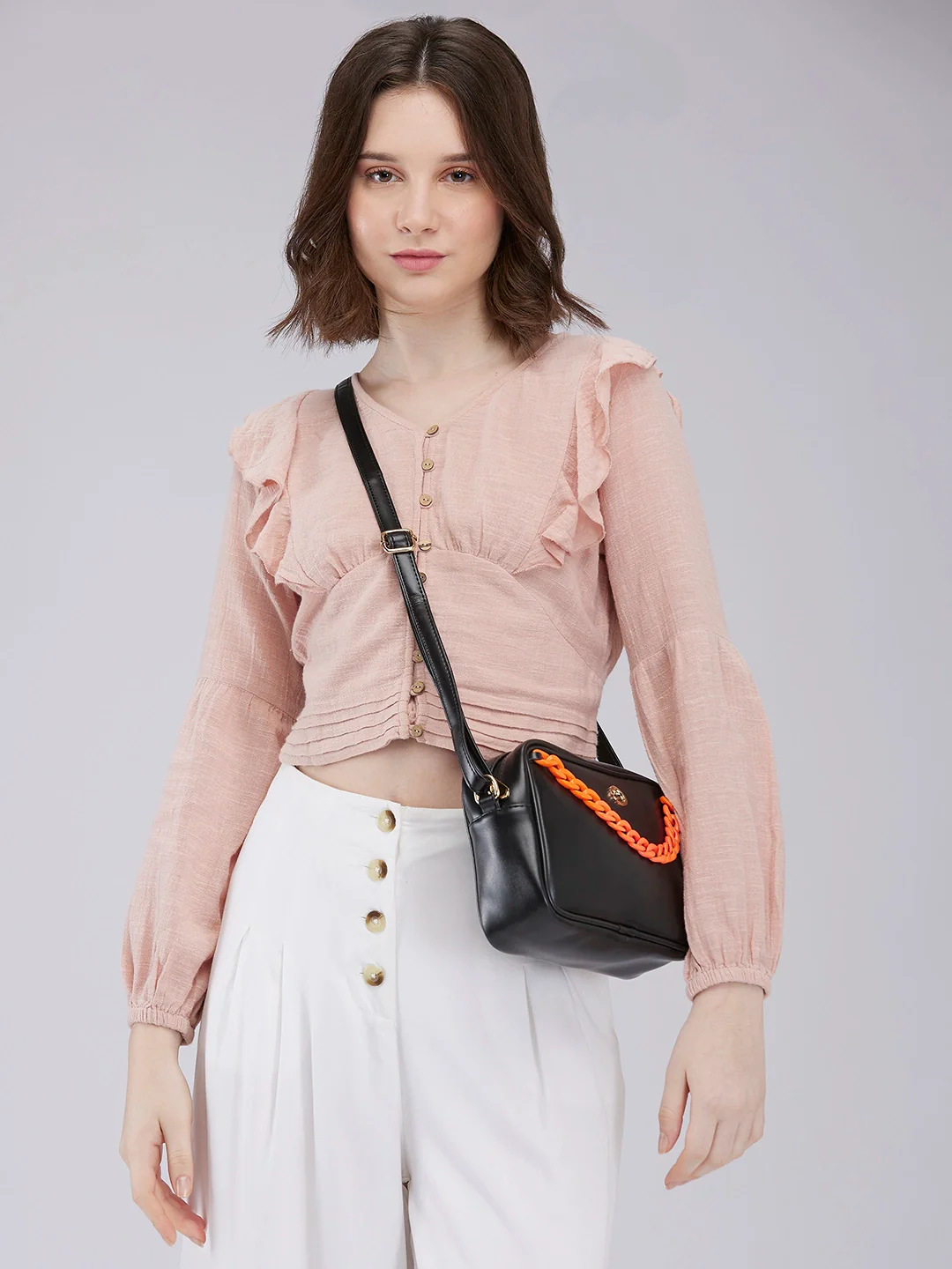 Caprese Perline Medium Black Sling Bag - Image 12