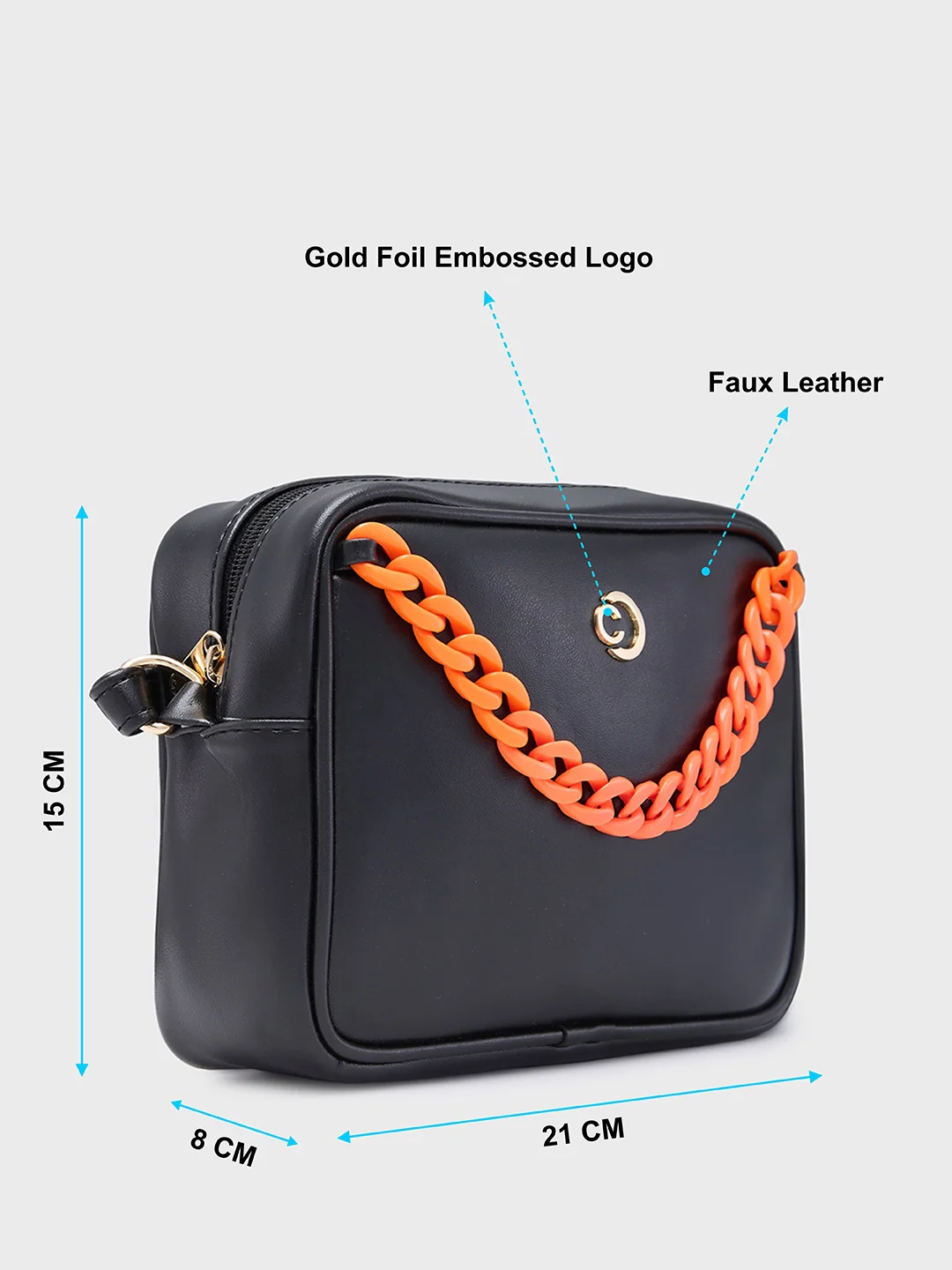 Caprese Perline Medium Black Sling Bag - Image 6