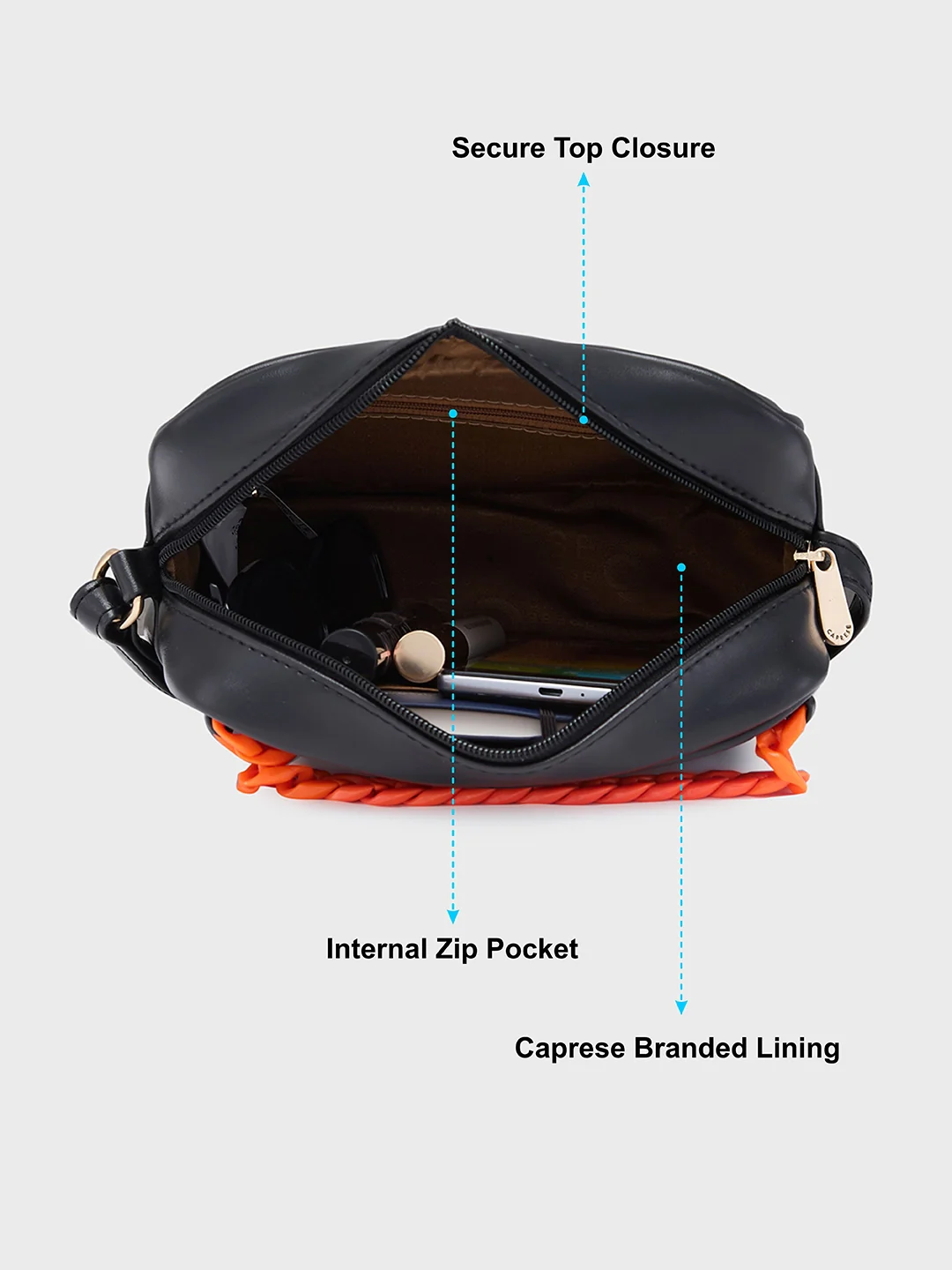 Caprese Perline Medium Black Sling Bag - Image 7