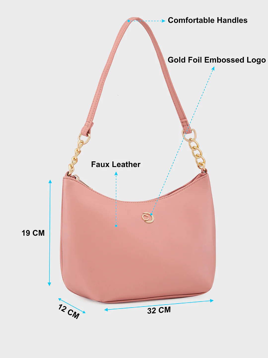 Caprese Perline Medium Blush Baguatte Bag - Image 7