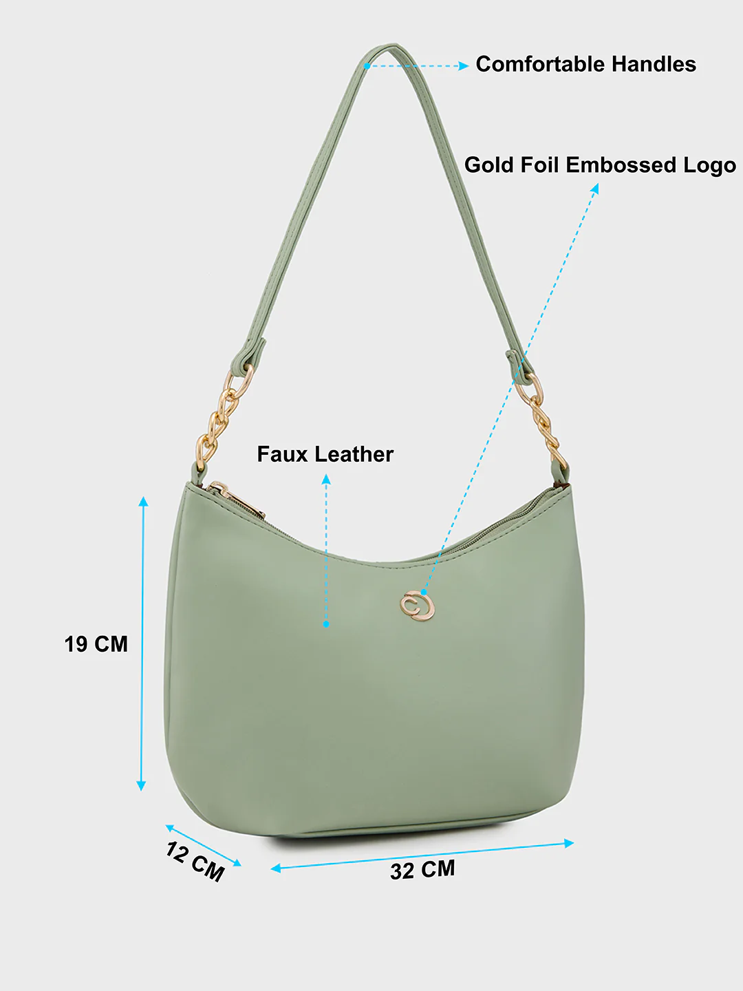 Caprese Perline Medium Mint Baguatte Bag - Image 7