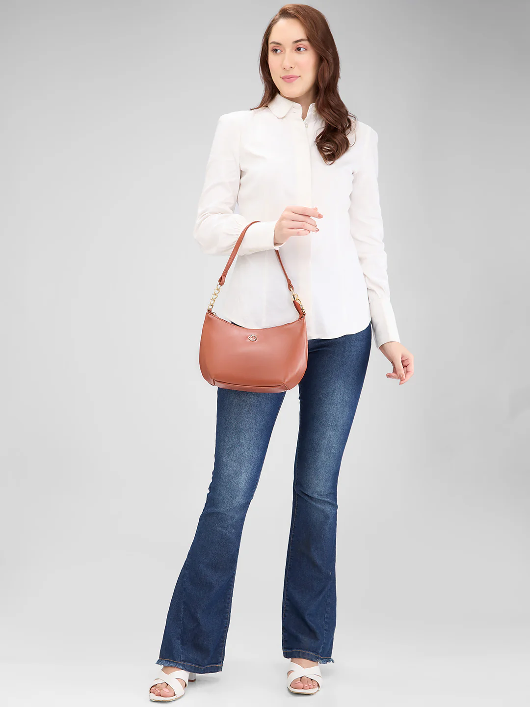 Caprese Perline Medium Tan Baguatte Bag - Image 2