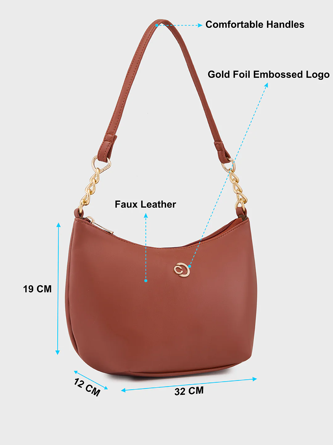 Caprese Perline Medium Tan Baguatte Bag - Image 7
