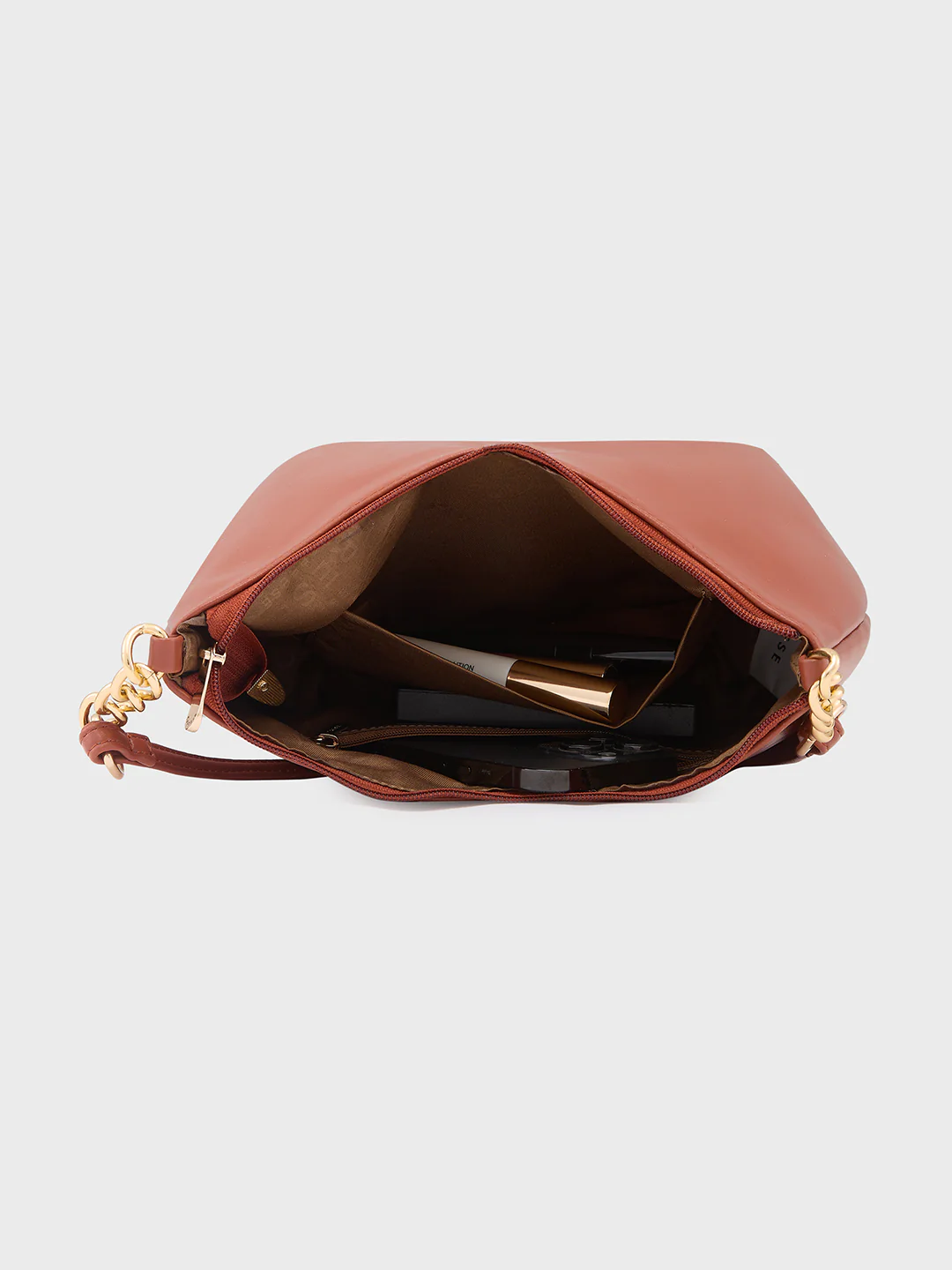 Caprese Perline Medium Tan Baguatte Bag - Image 9