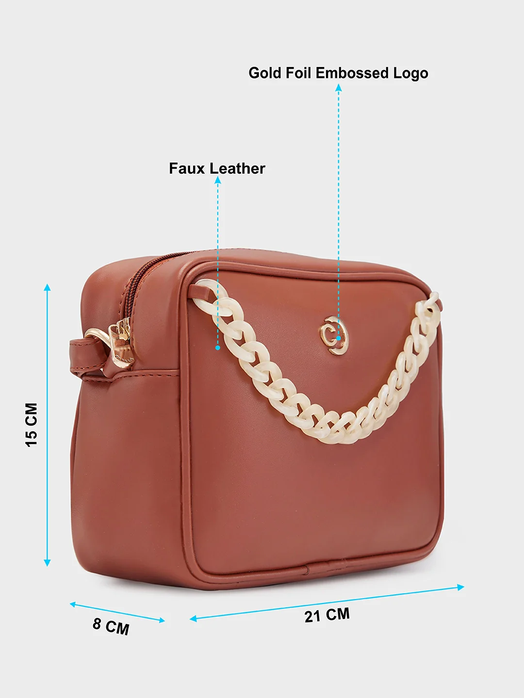Caprese Perline Medium Tan Sling Bag - Image 6