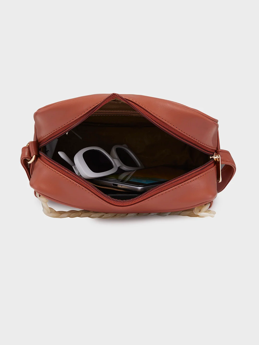 Caprese Perline Medium Tan Sling Bag - Image 8