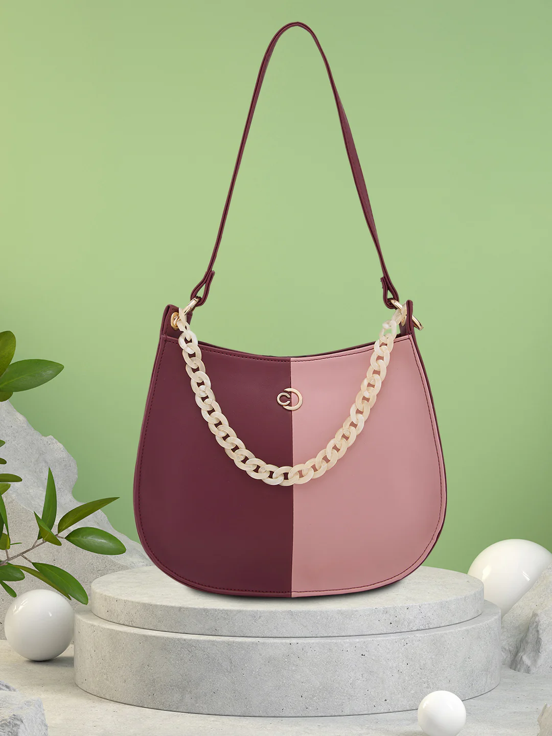 Caprese Perline Small Burgundy Hobo Bag