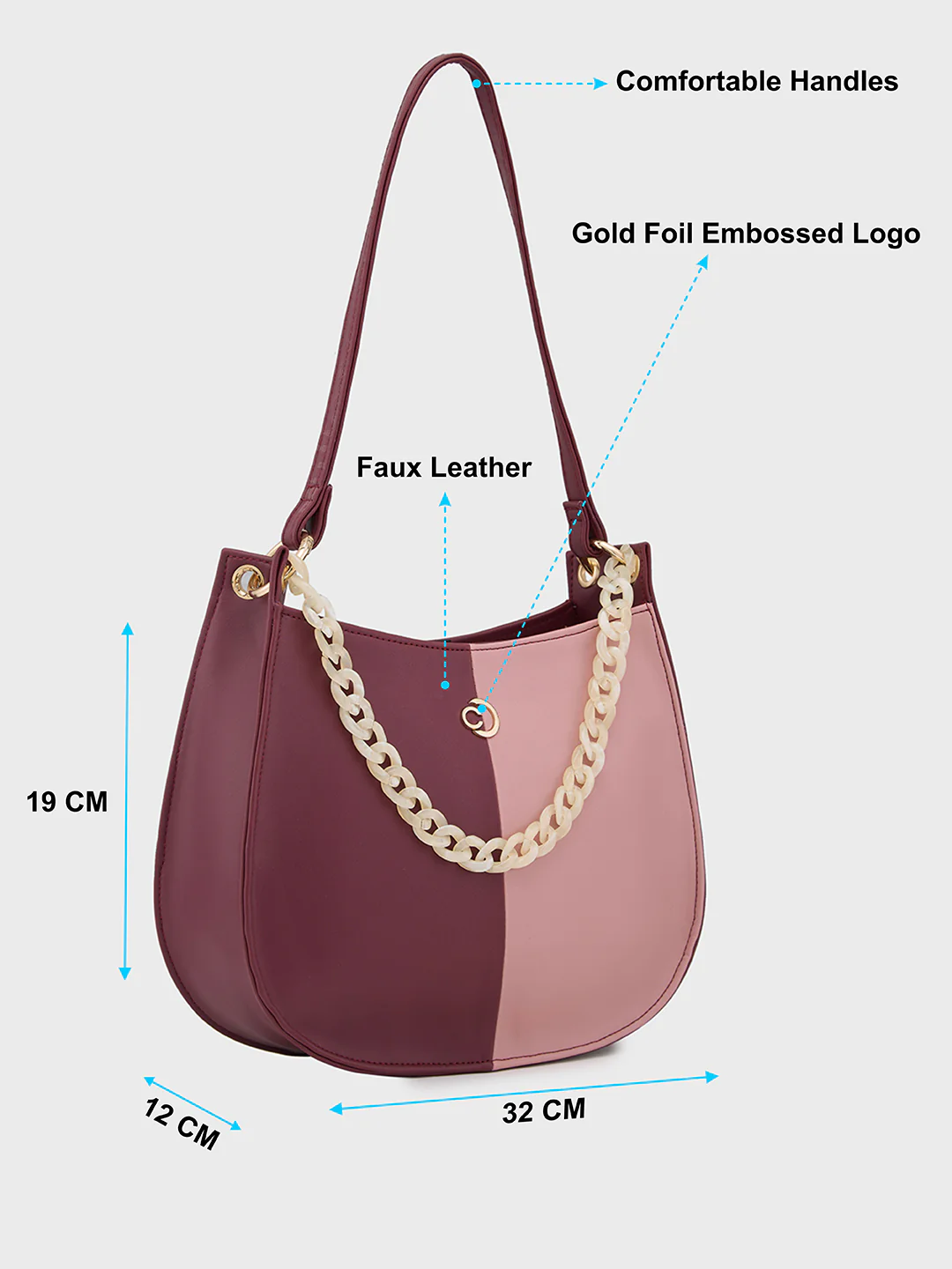 Caprese Perline Small Burgundy Hobo Bag - Image 7
