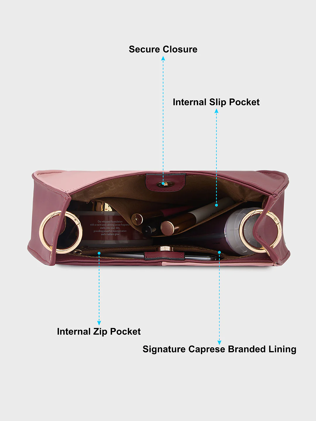 Caprese Perline Small Burgundy Hobo Bag - Image 8