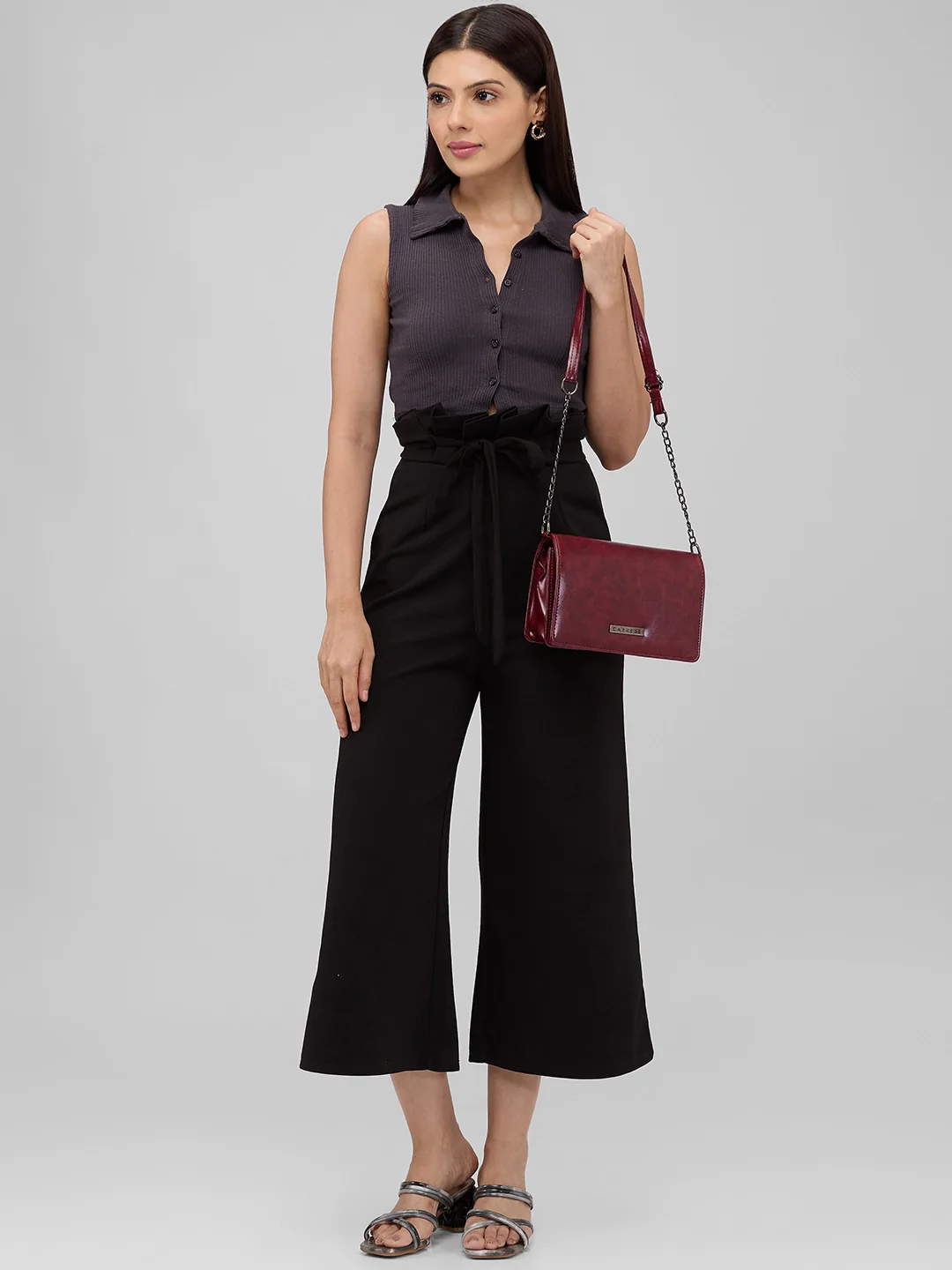 Caprese Piko Medium Burgundy Sling Bag - Image 2