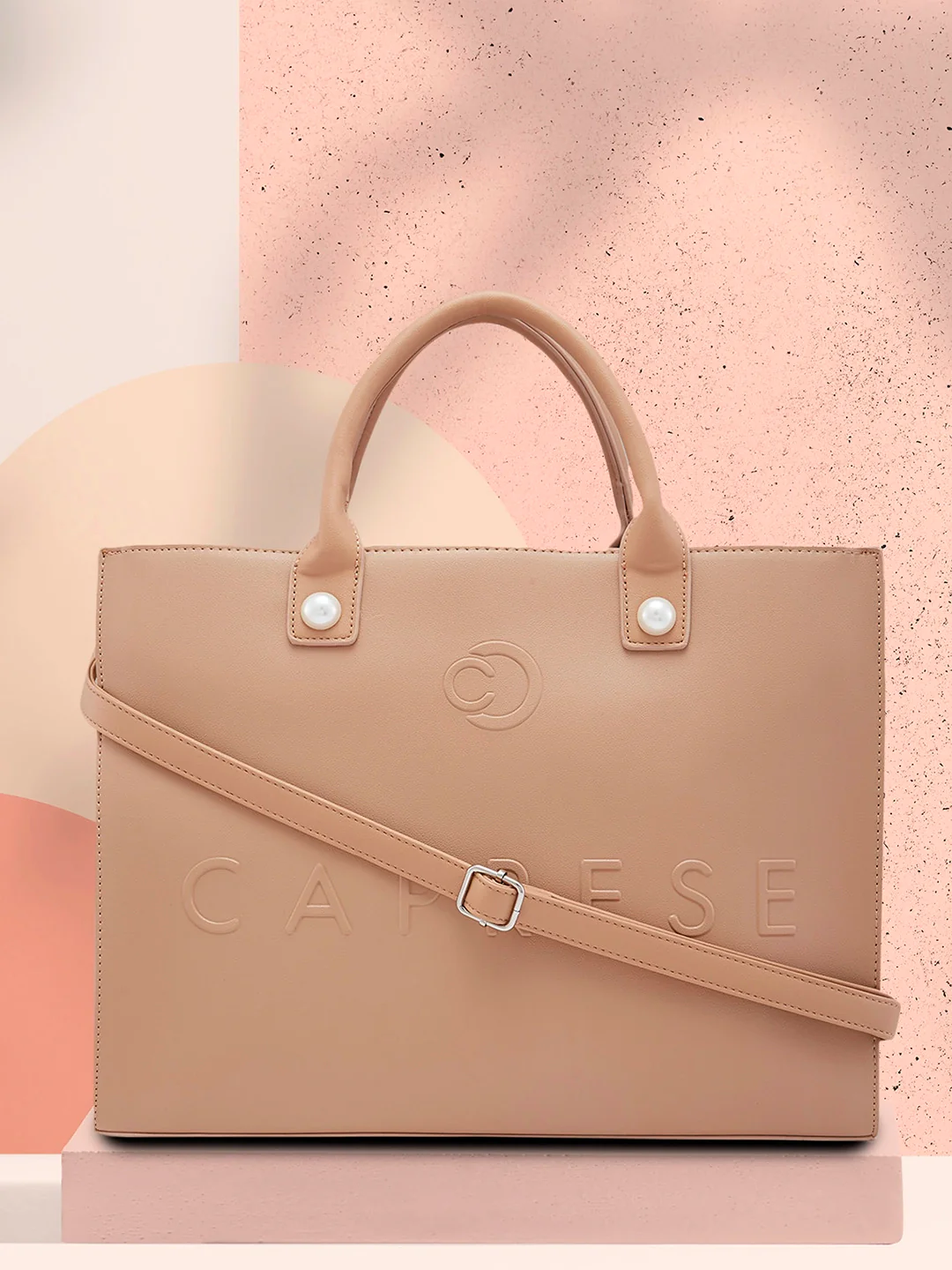 Caprese Pink Cloud Large Brown Tote Bag - Image 2