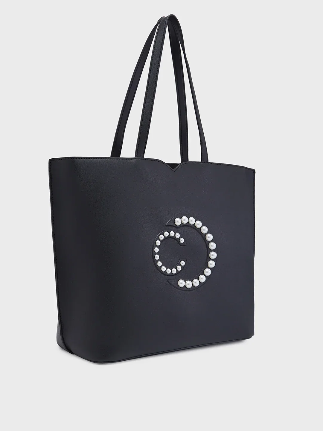 Caprese Pink Cloud Medium Black Tote Bag - Image 11