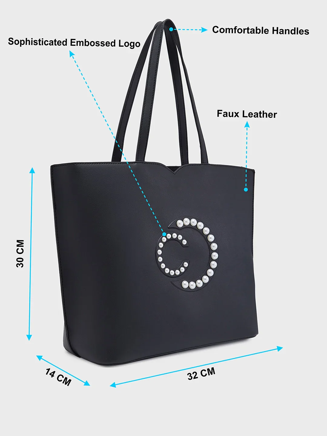 Caprese Pink Cloud Medium Black Tote Bag - Image 13