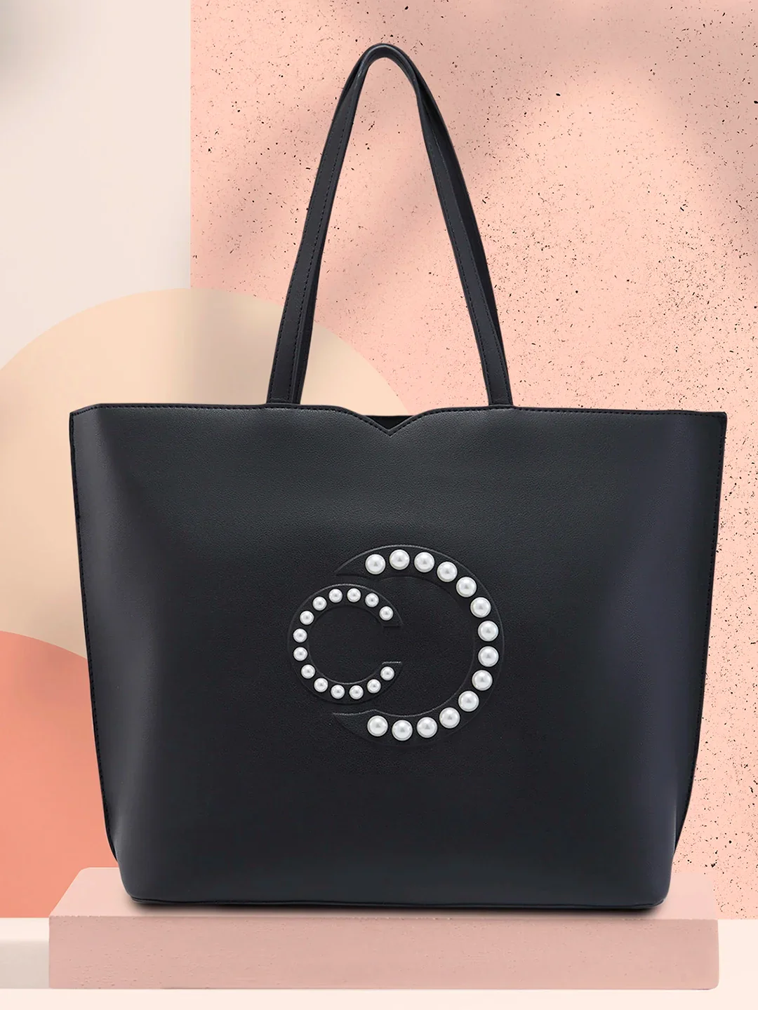 Caprese Pink Cloud Medium Black Tote Bag - Image 2