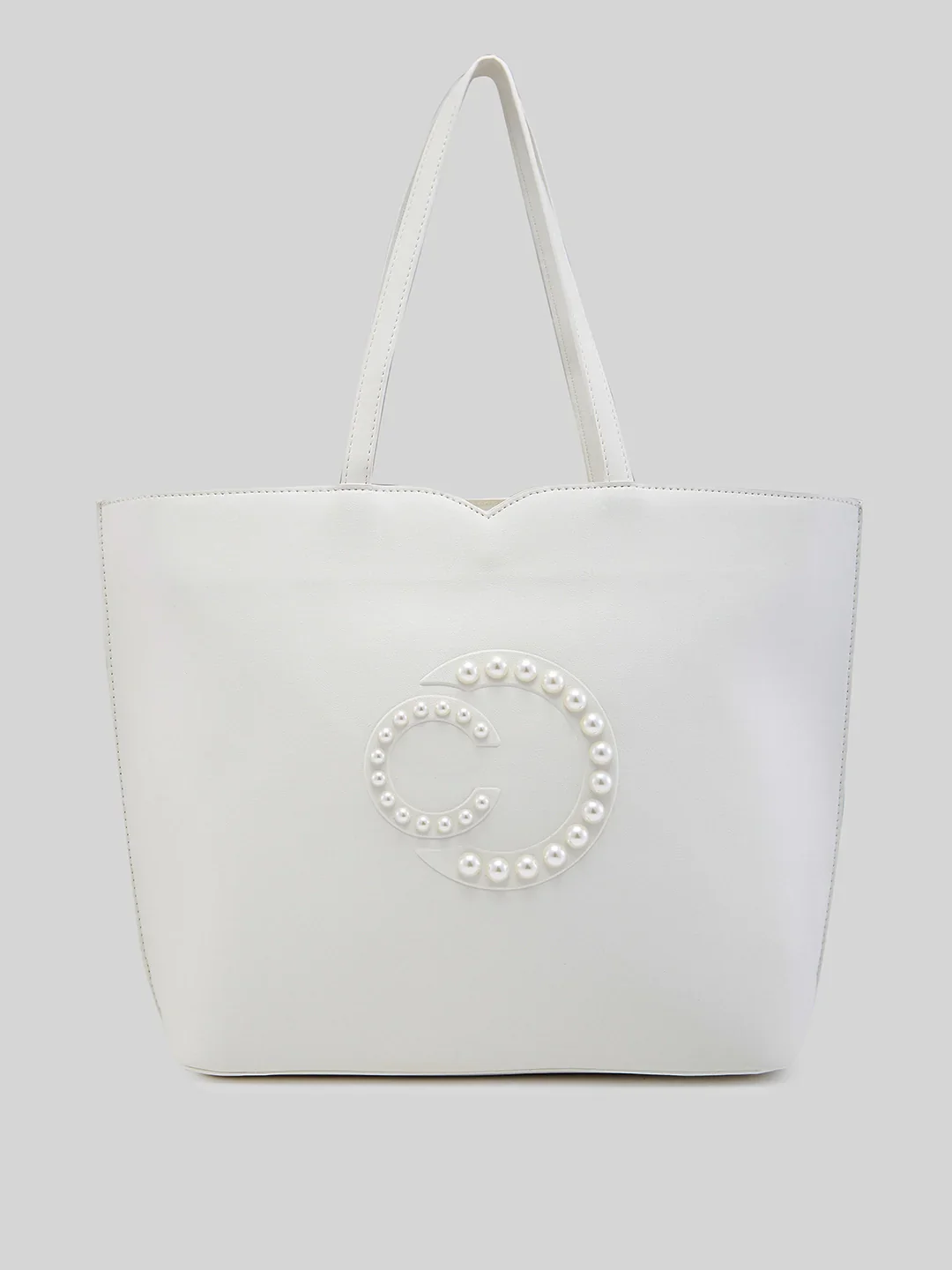 Caprese Pink Cloud Medium White Tote Bag