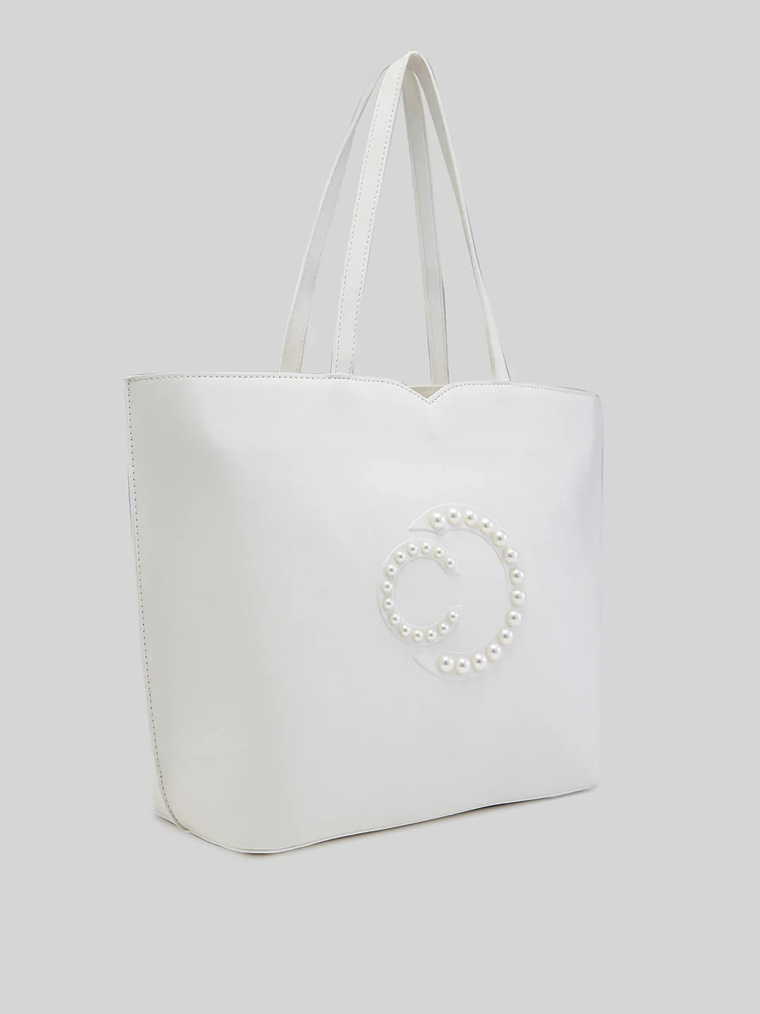 Caprese Pink Cloud Medium White Tote Bag - Image 5