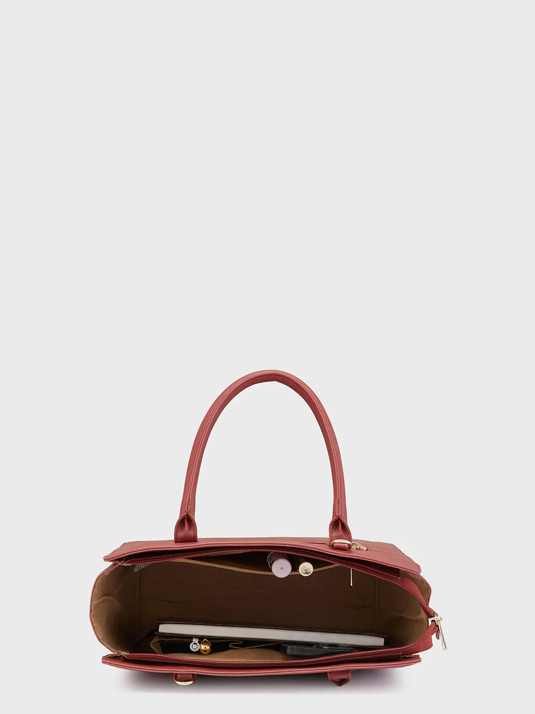 Caprese Poppy Medium Dark Red Satchel Bag - Image 10