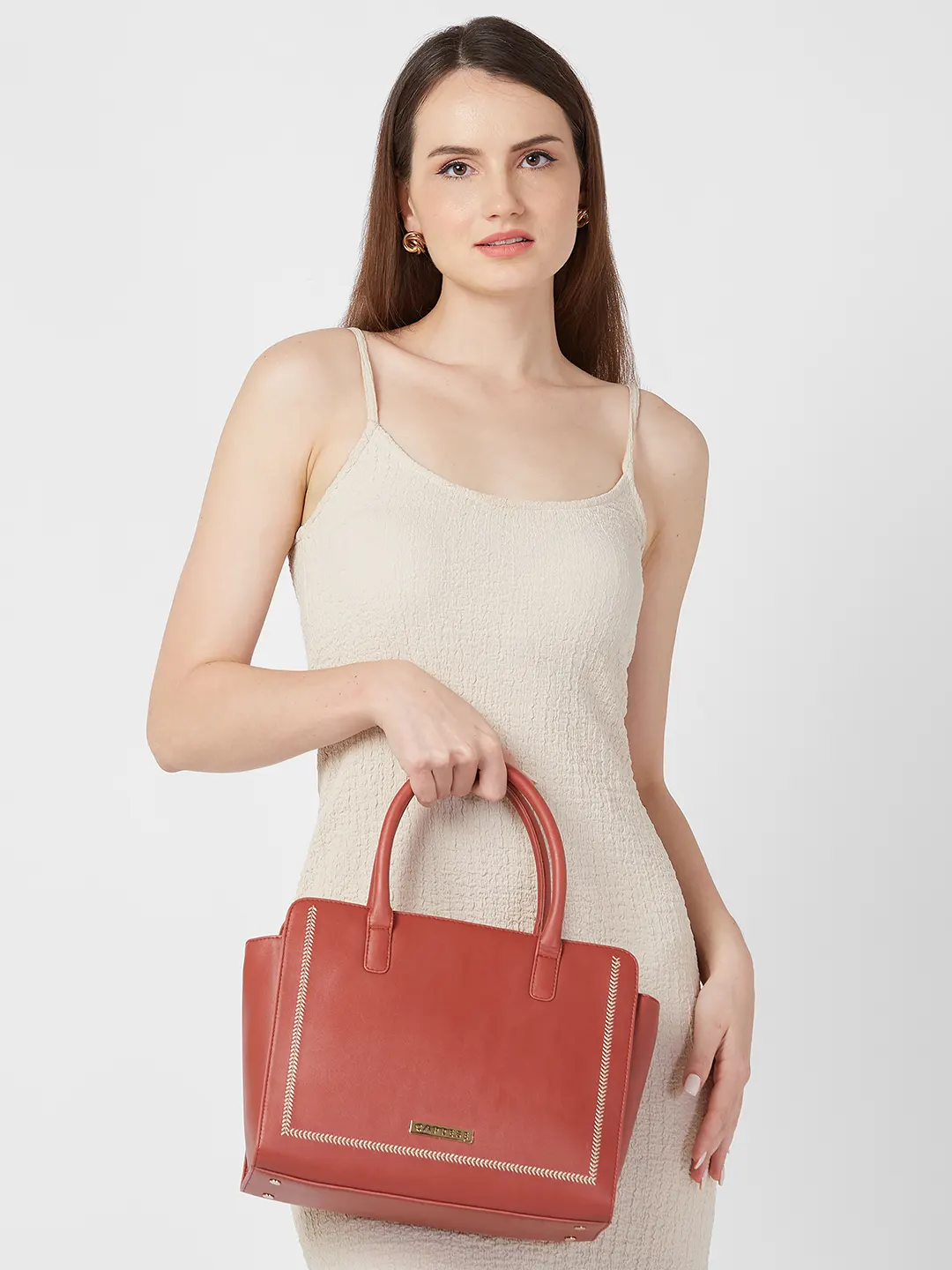Caprese Poppy Medium Dark Red Satchel Bag - Image 2