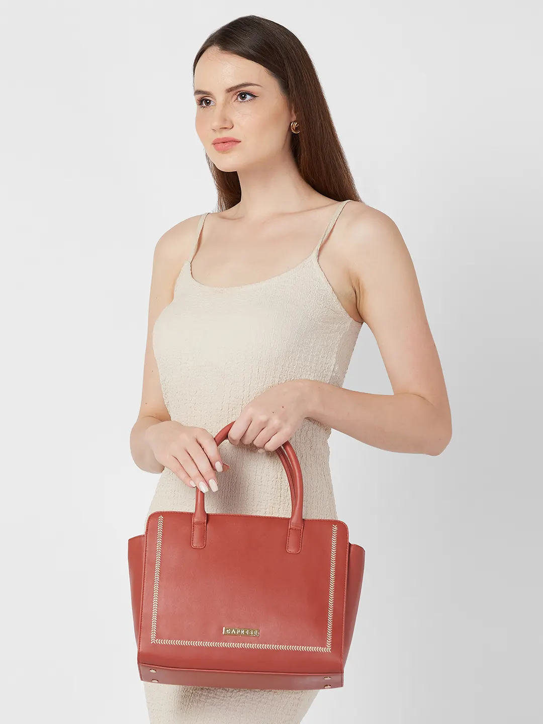 Caprese Poppy Medium Dark Red Satchel Bag - Image 5