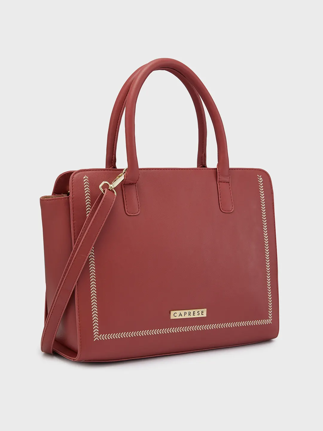 Caprese Poppy Medium Dark Red Satchel Bag - Image 6