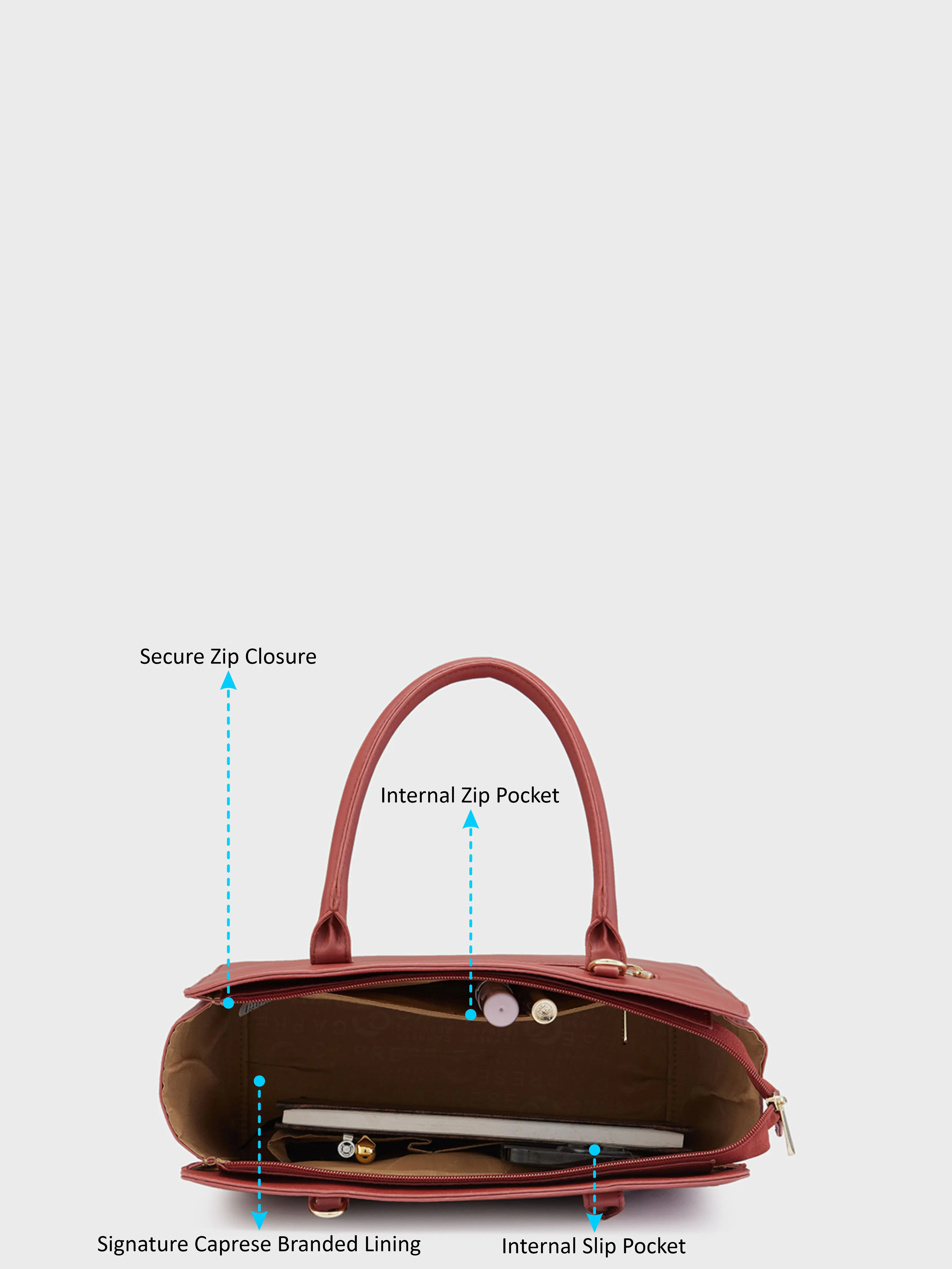 Caprese Poppy Medium Dark Red Satchel Bag - Image 9