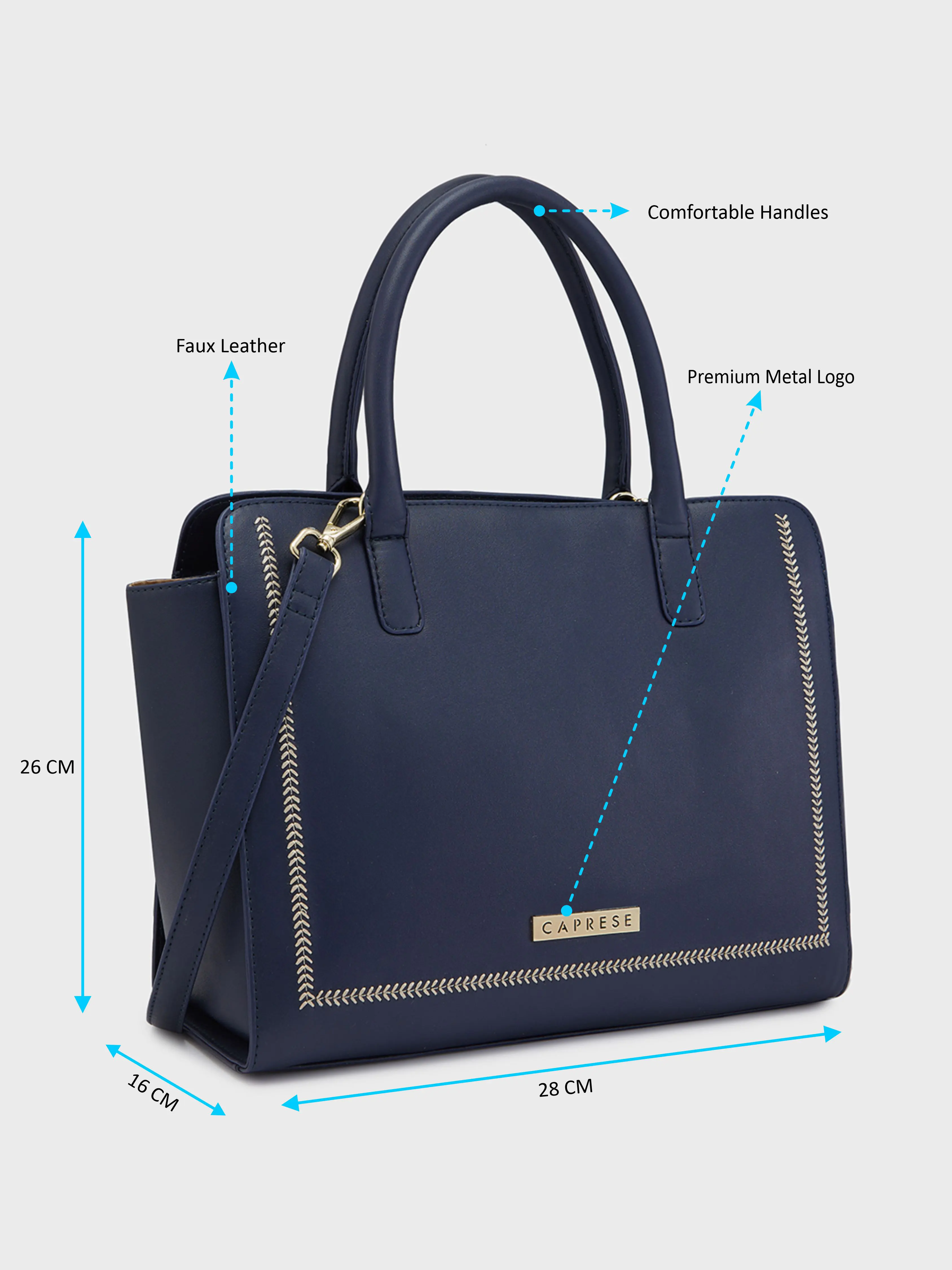 Caprese Poppy Medium Navy Satchel Bag - Image 8