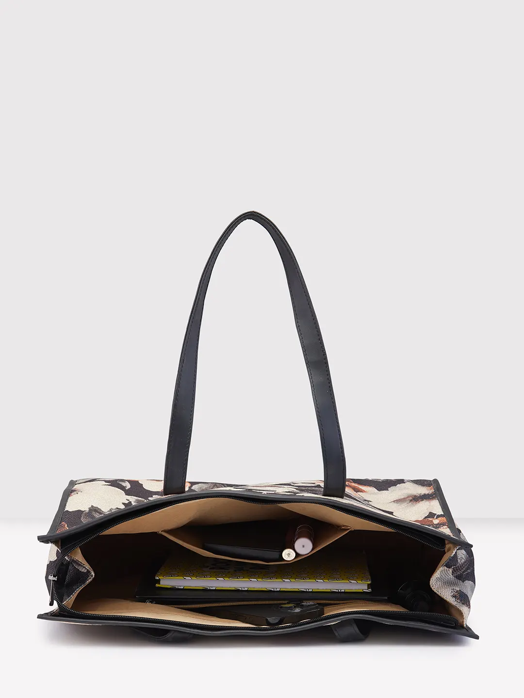 Caprese Poppy Printed Medium Black Tote Bag - Image 7