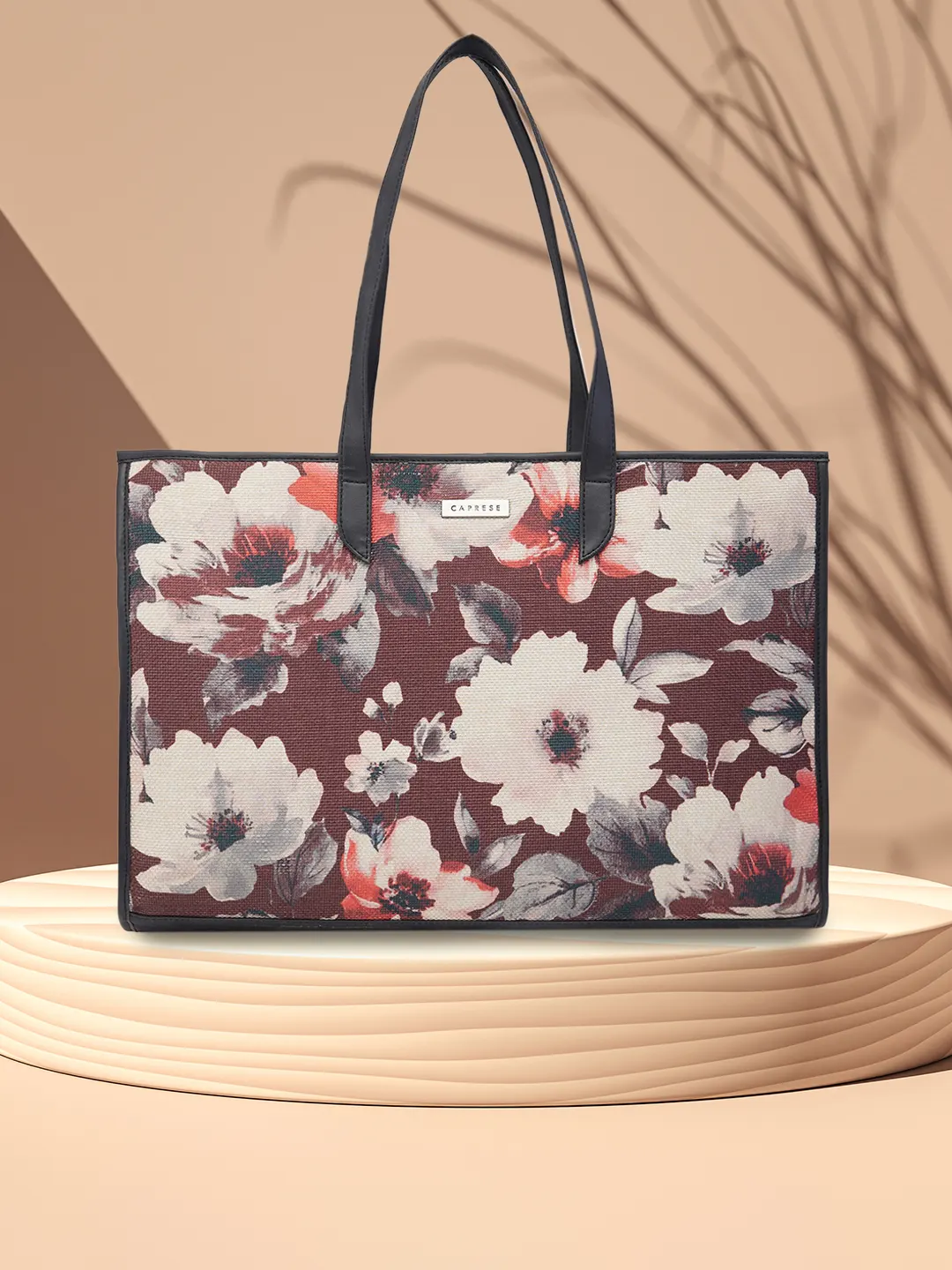Caprese Poppy Medium Printed Tan Tote Bag - Image 2