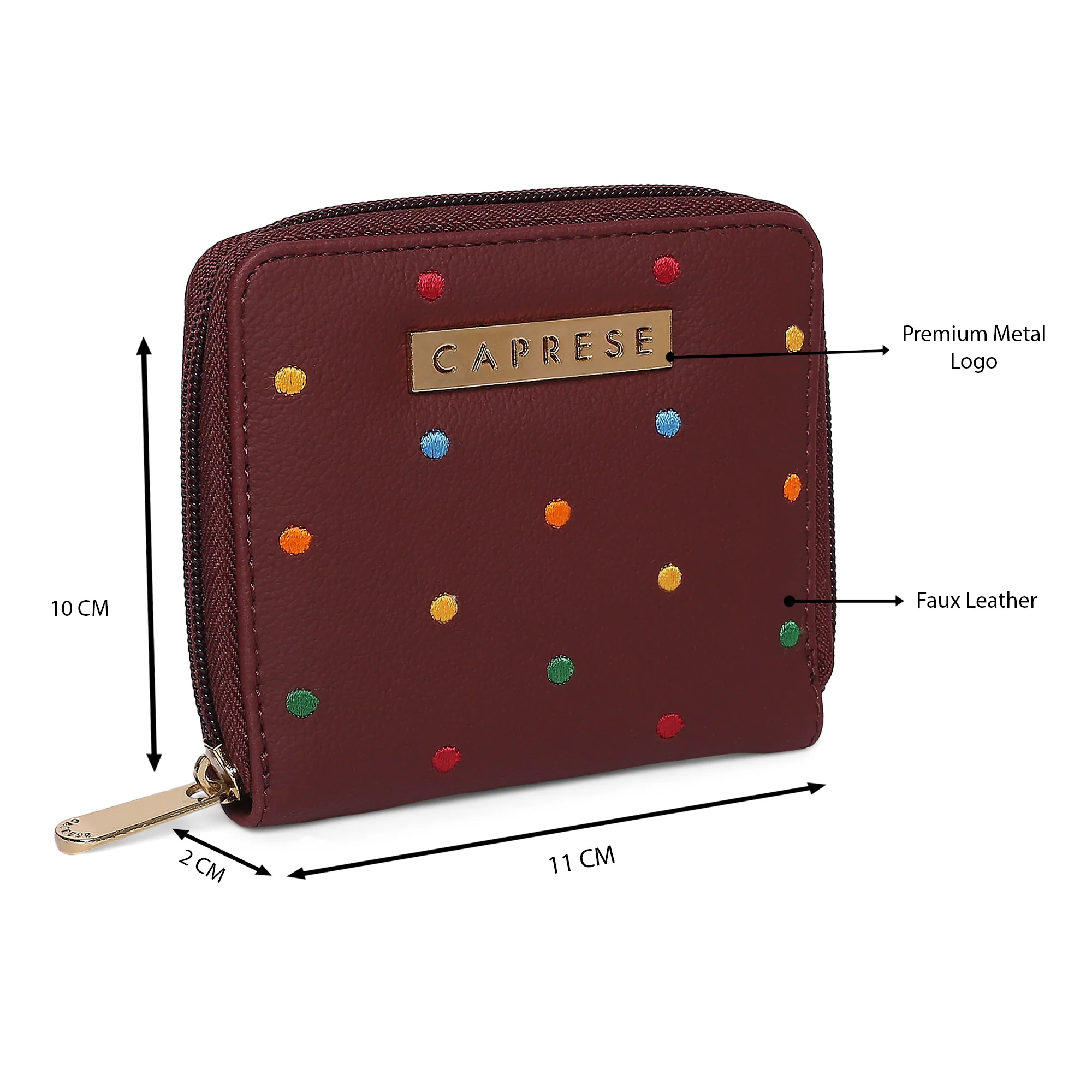 Caprese Popsicle Small Maroon Zip Around Wallet - Image 8