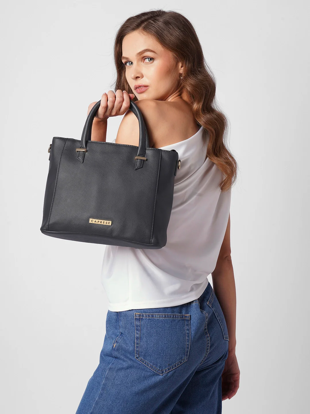 Caprese Porsche Medium Charcoal Tote Bag - Image 2