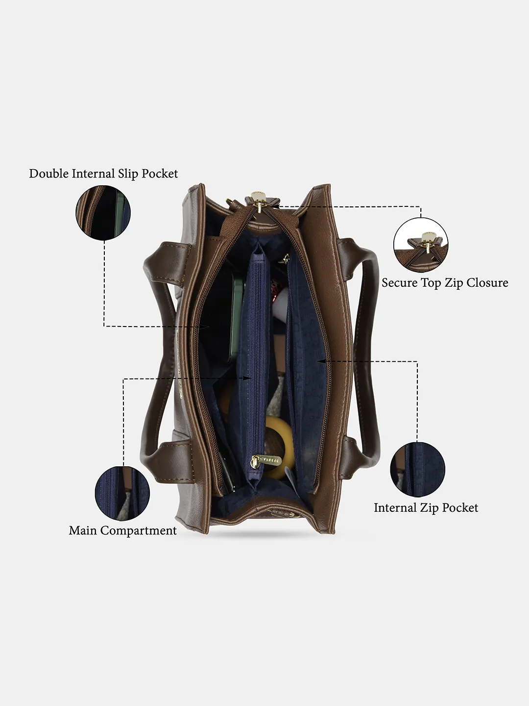 Caprese  Primea Medium Chocolate Brown Tote Bag - Image 8