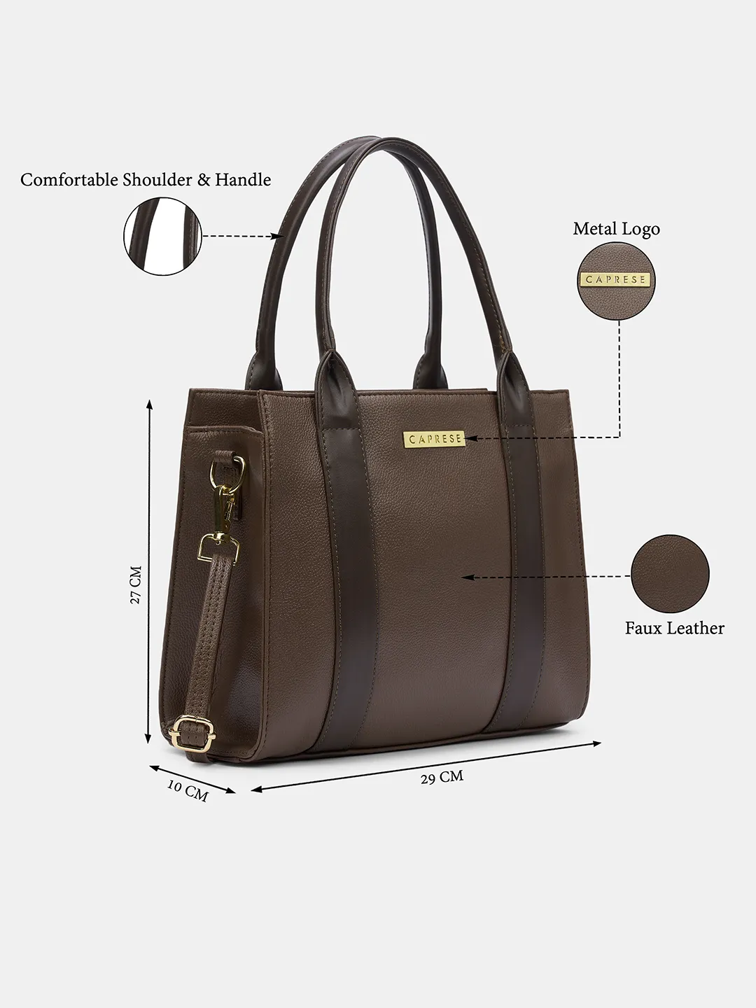 Caprese  Primea Medium Chocolate Brown Tote Bag - Image 9